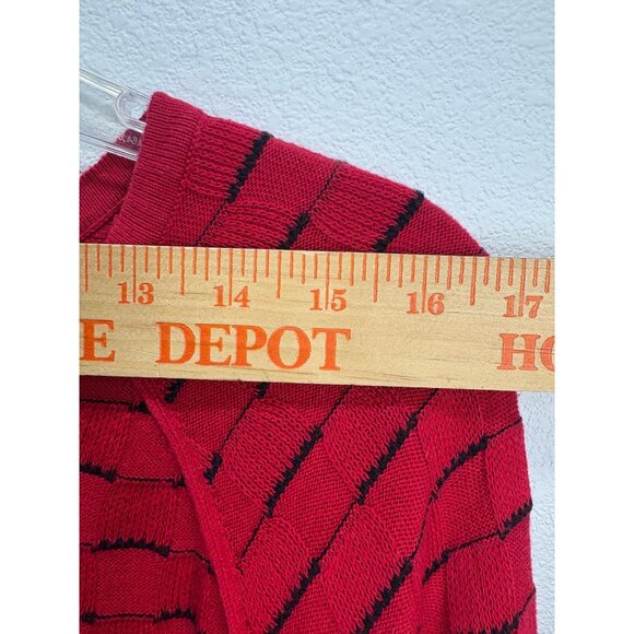 Karen Scott Womens Red Black Criss Cross Textured Knit Sweater 1X Cotton LS Cozy - Picture 7 of 7